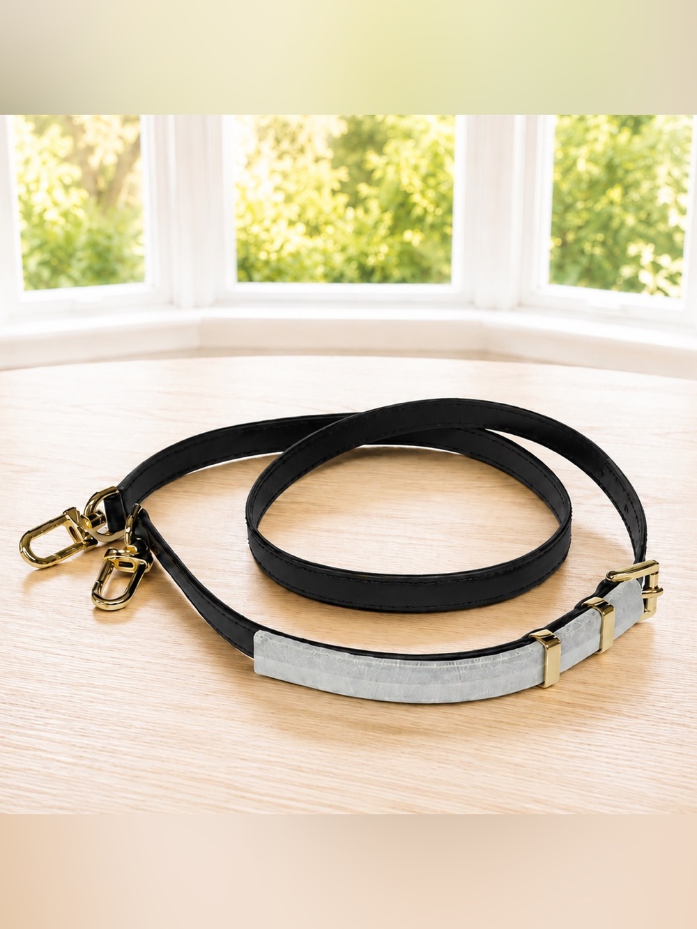 Michael Kors Black Leather Replacement Crossbody Strap L48” x 1/2" Gold Hardware